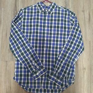 GAP long sleeve shirt Medium square pattern blue, black, green and white color